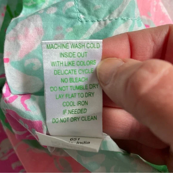 Lilly Pulitzer "Amelia Island" Green Pink Floral Blouse Tunic Top - Picture 10 of 13